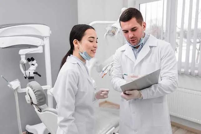 Professionals on a dental laboratory